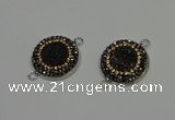 NGC5328 20mm - 22mm coin plated druzy agate connectors