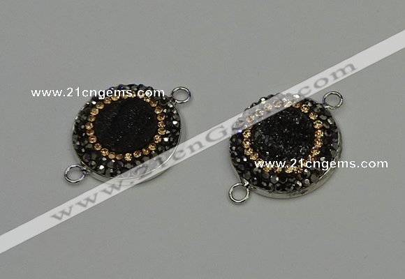 NGC5328 20mm - 22mm coin plated druzy agate connectors