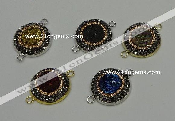 NGC5330 20mm - 22mm coin plated druzy agate connectors