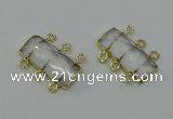 NGC5350 12*30mm - 15*30mm faceted rectangle white crystal connectors