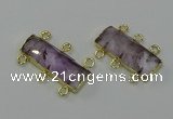 NGC5352 12*30mm - 15*30mm faceted rectangle light amethyst connectors