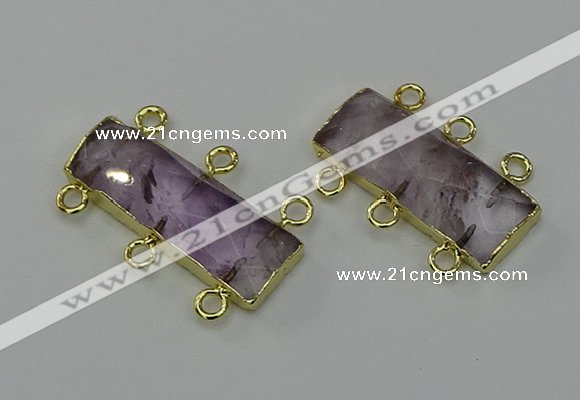 NGC5352 12*30mm - 15*30mm faceted rectangle light amethyst connectors