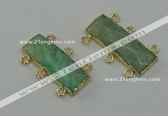 NGC5359 12*30mm - 15*30mm faceted rectangle amazonite connectors