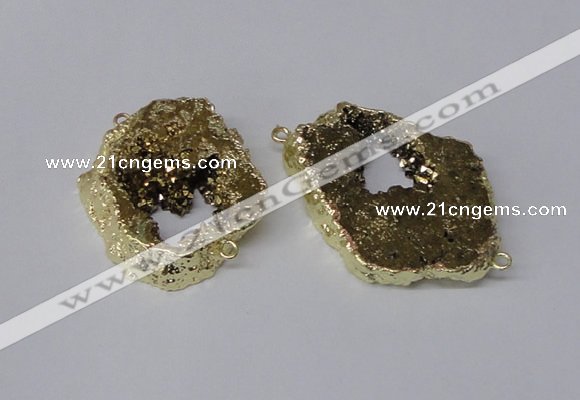 NGC536 25*35mm - 35*45mm plated druzy agate gemstone connectors