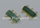 NGC5361 12*30mm - 15*30mm faceted rectangle green aventurine connectors