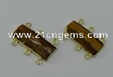 NGC5363 12*30mm - 15*30mm faceted rectangle yellow tiger eye connectors