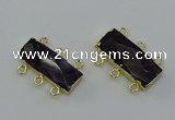 NGC5367 12*30mm - 15*30mm faceted rectangle amethyst connectors