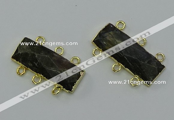 NGC5370 12*30mm - 15*30mm faceted rectangle labradorite connectors