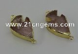 NGC5376 20*35mm - 25*40mm arrowhead rose quartz connectors