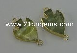 NGC5380 20*35mm - 25*40mm arrowhead green rutilated quartz connectors