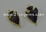 NGC5384 20*35mm - 25*40mm arrowhead amethyst gemstone connectors