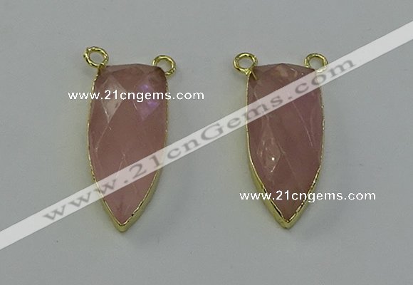 NGC5399 16*35mm - 18*40mm arrowhead rose quartz connectors