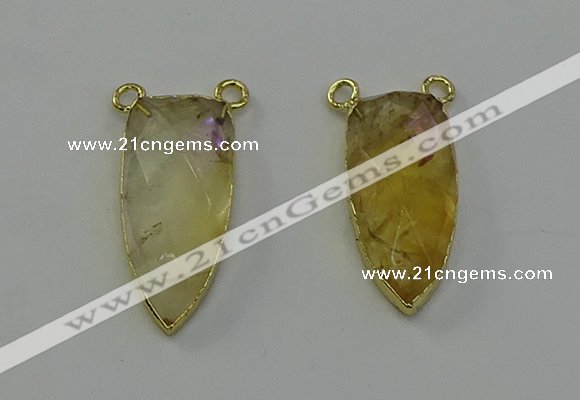 NGC5402 16*35mm - 18*40mm arrowhead citrine gemstone connectors