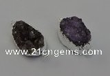 NGC5455 20*25mm - 20*30mm freeform druzy amethyst connectors