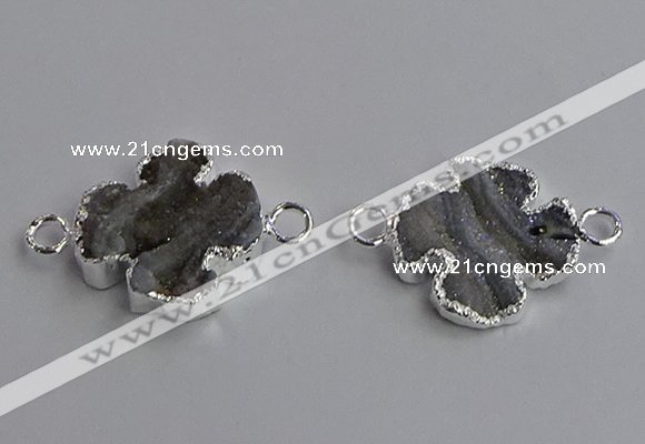 NGC5458 20mm - 22mm flower druzy agate connectors wholesale