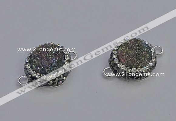 NGC5463 14mm - 15mm flower plated druzy agate connectors wholesale