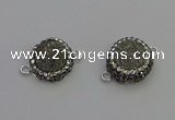 NGC5464 14mm - 15mm flower plated druzy agate connectors wholesale