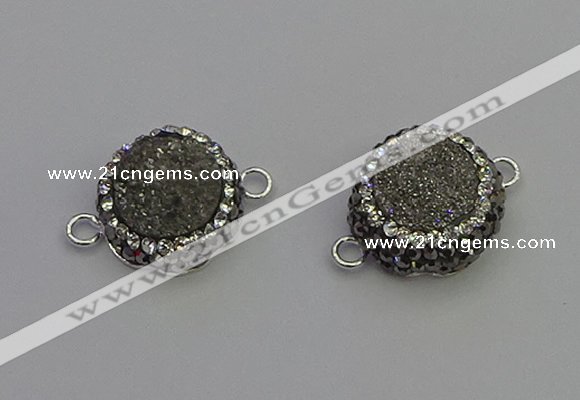 NGC5464 14mm - 15mm flower plated druzy agate connectors wholesale