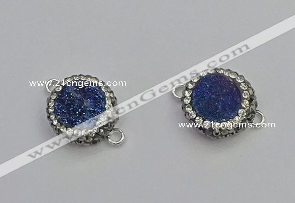 NGC5465 14mm - 15mm flower plated druzy agate connectors wholesale