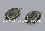 NGC5470 18*25mm oval plated druzy agate gemstone connectors