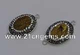 NGC5475 18*25mm oval plated druzy agate gemstone connectors