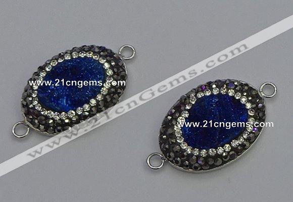 NGC5476 18*25mm oval plated druzy agate gemstone connectors