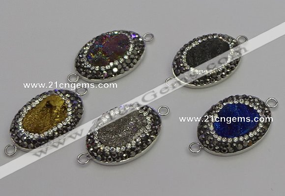 NGC5478 18*25mm oval plated druzy agate gemstone connectors