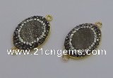 NGC5480 18*25mm oval plated druzy agate gemstone connectors