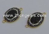 NGC5481 18*25mm oval plated druzy agate gemstone connectors