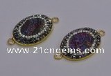 NGC5483 18*25mm oval plated druzy agate gemstone connectors