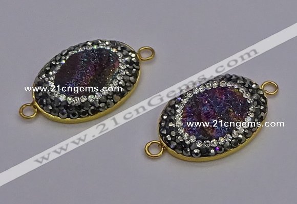 NGC5483 18*25mm oval plated druzy agate gemstone connectors