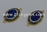 NGC5485 18*25mm oval plated druzy agate gemstone connectors