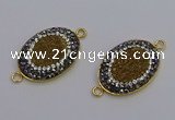 NGC5486 18*25mm oval plated druzy agate gemstone connectors