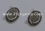 NGC5490 18*25mm oval plated druzy agate gemstone connectors