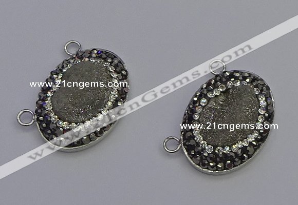 NGC5490 18*25mm oval plated druzy agate gemstone connectors