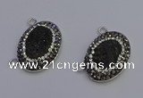 NGC5491 18*25mm oval plated druzy agate gemstone connectors