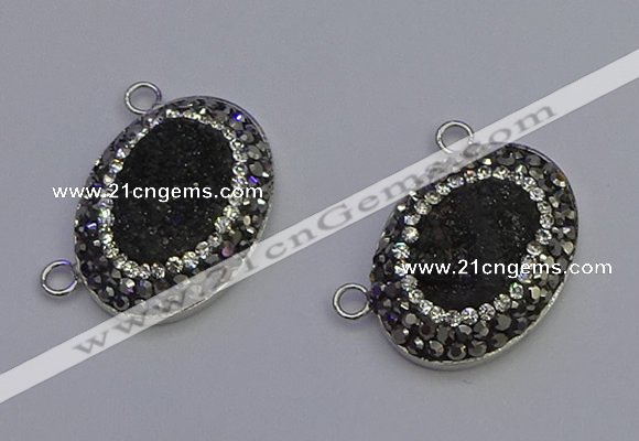 NGC5491 18*25mm oval plated druzy agate gemstone connectors