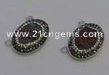 NGC5493 18*25mm oval plated druzy agate gemstone connectors