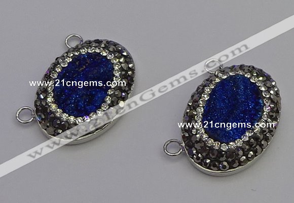 NGC5495 18*25mm oval plated druzy agate gemstone connectors