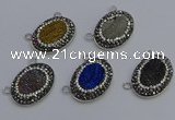 NGC5498 18*25mm oval plated druzy agate gemstone connectors