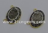 NGC5500 18*25mm oval plated druzy agate gemstone connectors