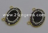 NGC5501 18*25mm oval plated druzy agate gemstone connectors