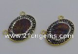 NGC5503 18*25mm oval plated druzy agate gemstone connectors