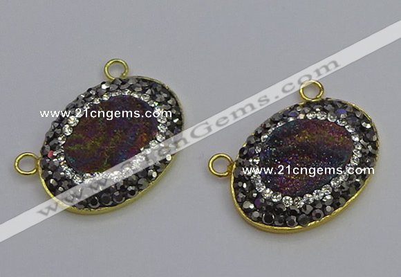 NGC5503 18*25mm oval plated druzy agate gemstone connectors