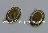 NGC5506 18*25mm oval plated druzy agate gemstone connectors