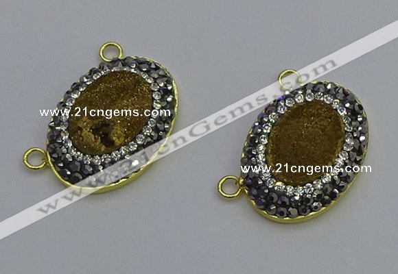 NGC5506 18*25mm oval plated druzy agate gemstone connectors