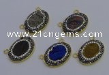 NGC5508 18*25mm oval plated druzy agate gemstone connectors