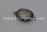 NGC5525 16*20mm oval rose quartz connectors wholesale