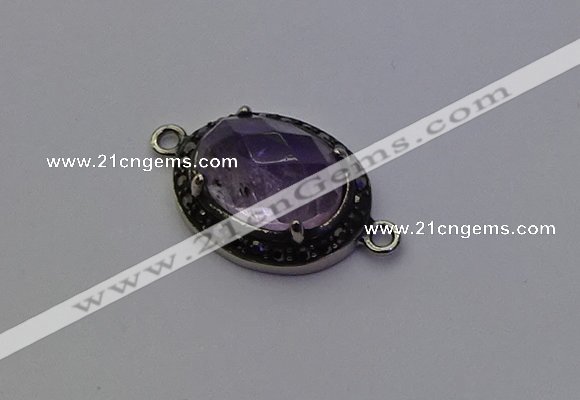 NGC5527 16*20mm oval light amethyst connectors wholesale