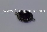 NGC5528 16*20mm oval amethyst gemstone connectors wholesale